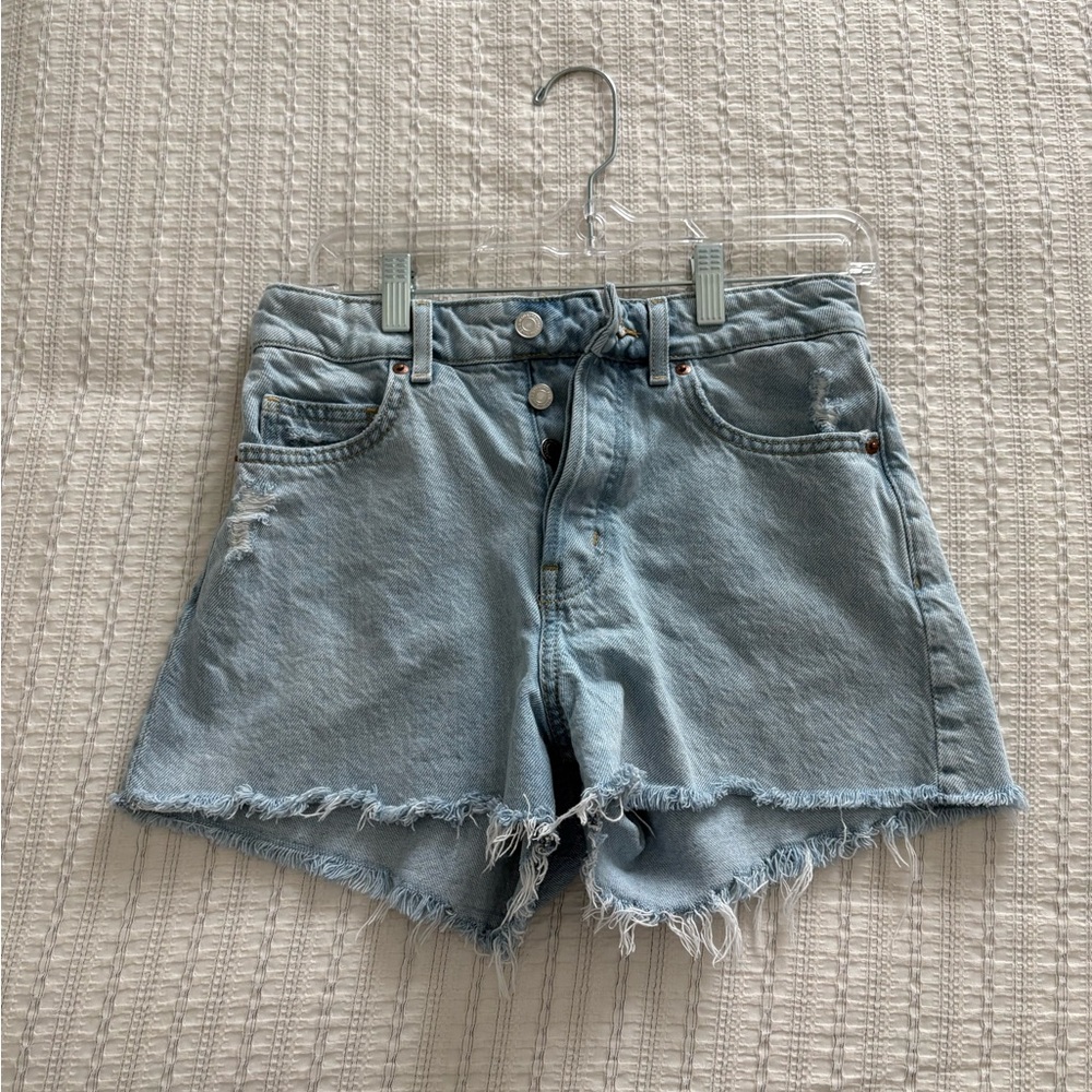 H&M Light Blue Frayed Jean Shorts